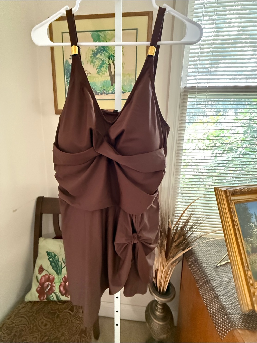 Damaged. One Piece Brown Swimsuit Dress. NWT. Size XXXL